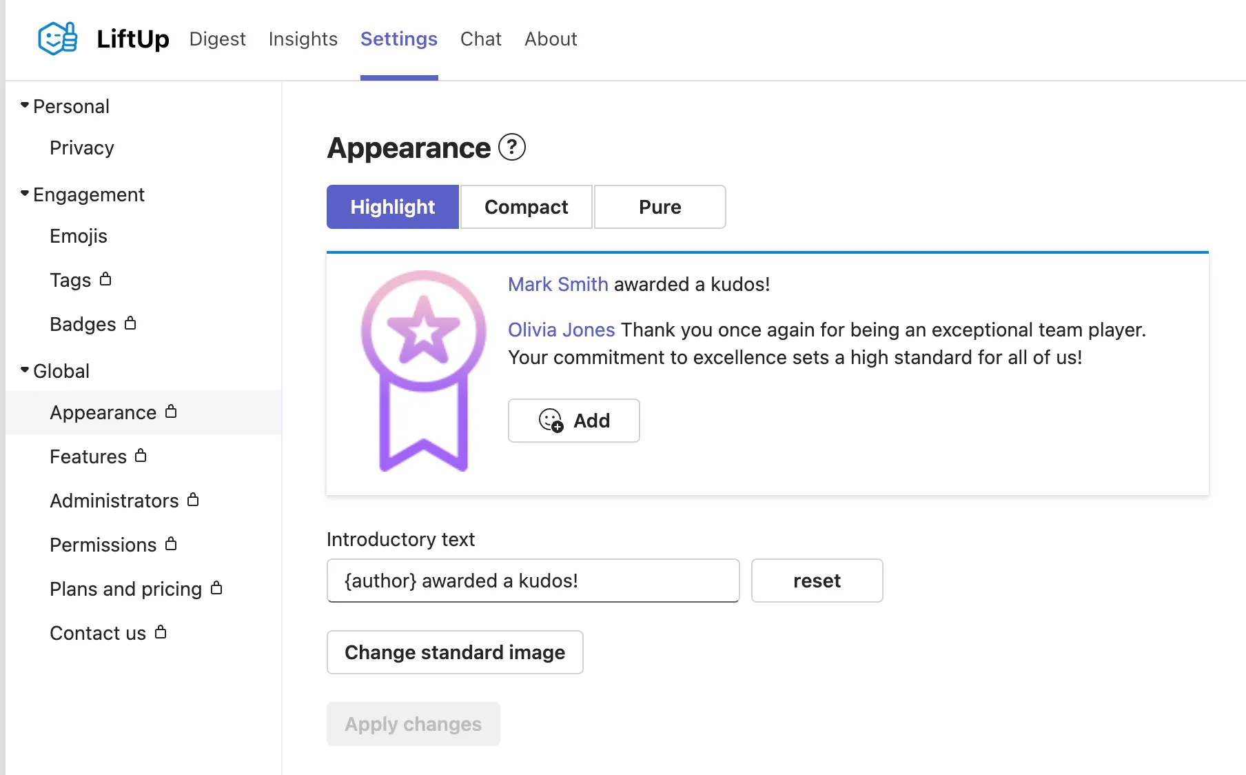 Appearance config